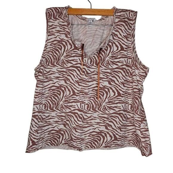 Kathryn Y2K Zebra Print Tie Front Sleeveless Top - Picture 1 of 5